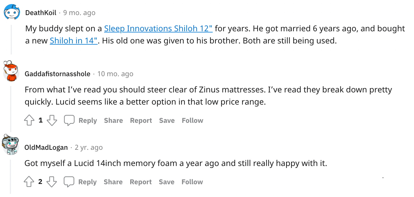 best mattress on amazon reddit lucid