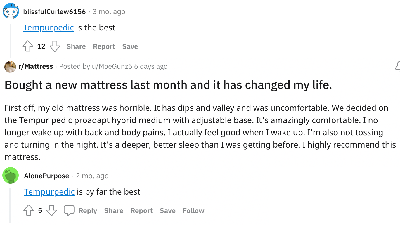 best mattress on amazon reddit tempurpedic
