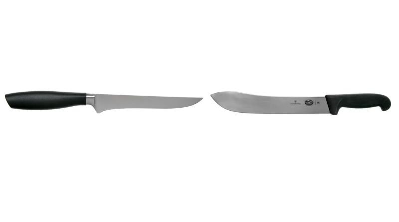 boning knife and a butcher knife