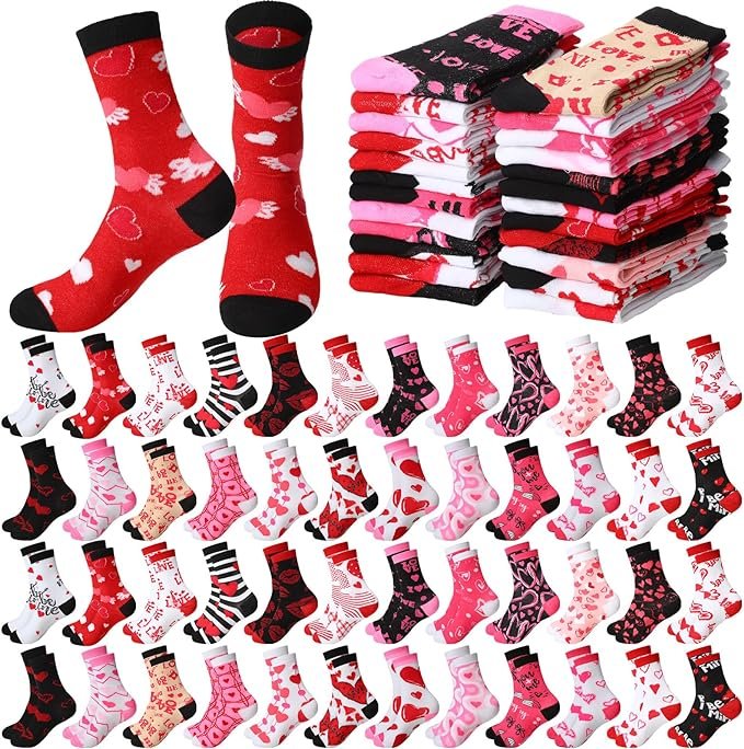 Ramede 48 Pairs Valentine's Day Socks Bulk for Women